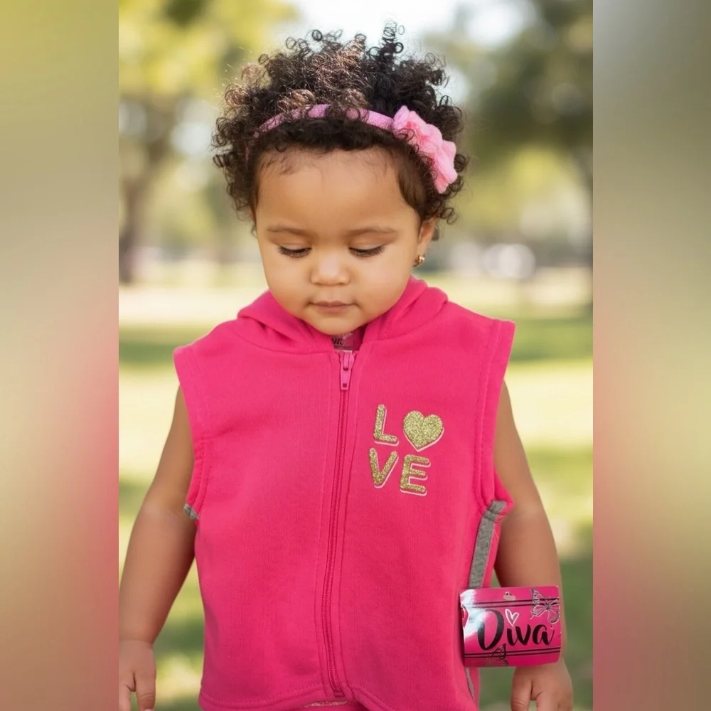Diva Pink Kids Vest with Love Design